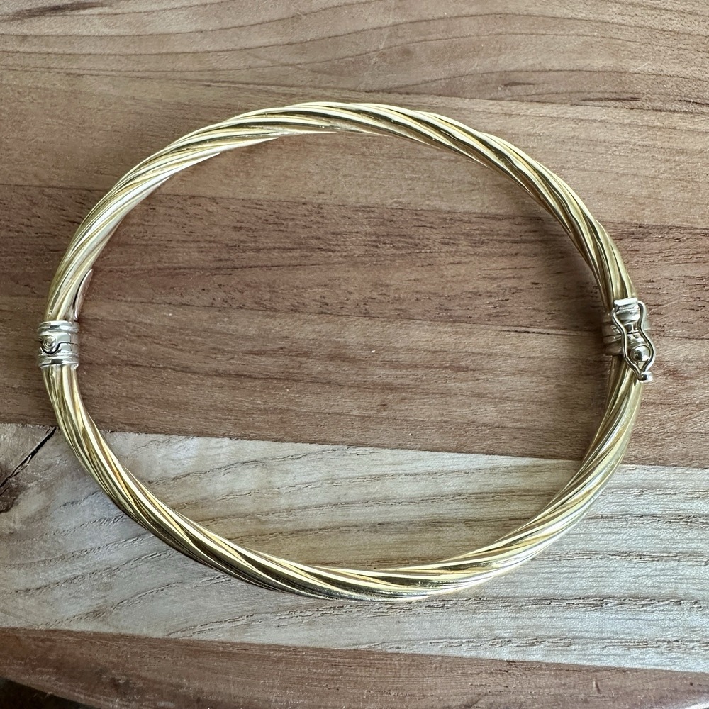 Vintage Super Joyas 18K 750 Yellow‎ Gold Bangle Bracelet 6.5 Twisted Hinged 6.3g